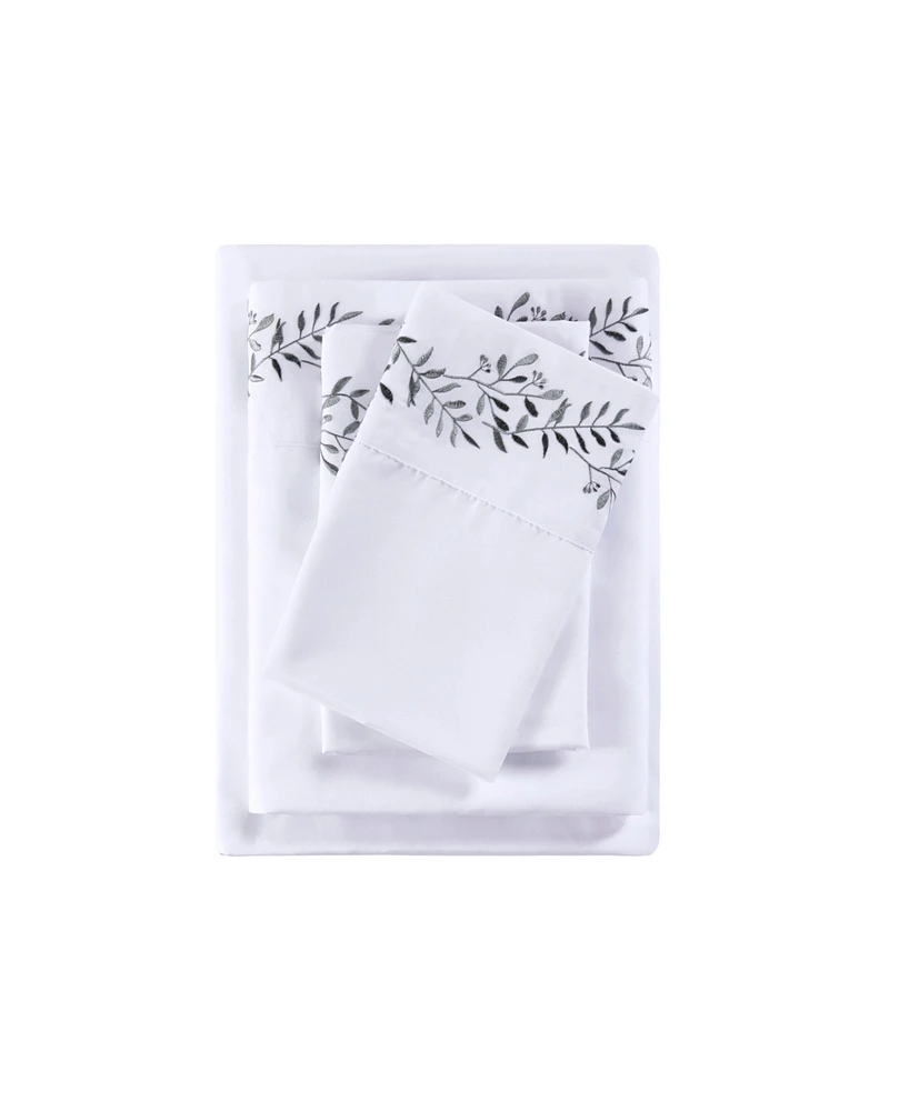 Madison Park Embroidered Microfiber 4 Piece Sheet Set