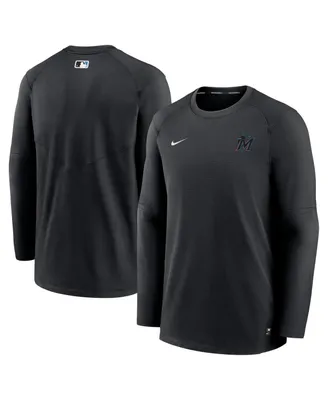 Men's Nike Black Miami Marlins Authentic Collection Logo Performance Long Sleeve T-shirt