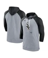 Men's Nike Heather Gray, Black Chicago White Sox Baseball Raglan 3/4 Sleeve Pullover Hoodie