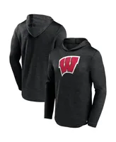 Men's Fanatics Heather Black Wisconsin Badgers Transitional Hoodie T-shirt