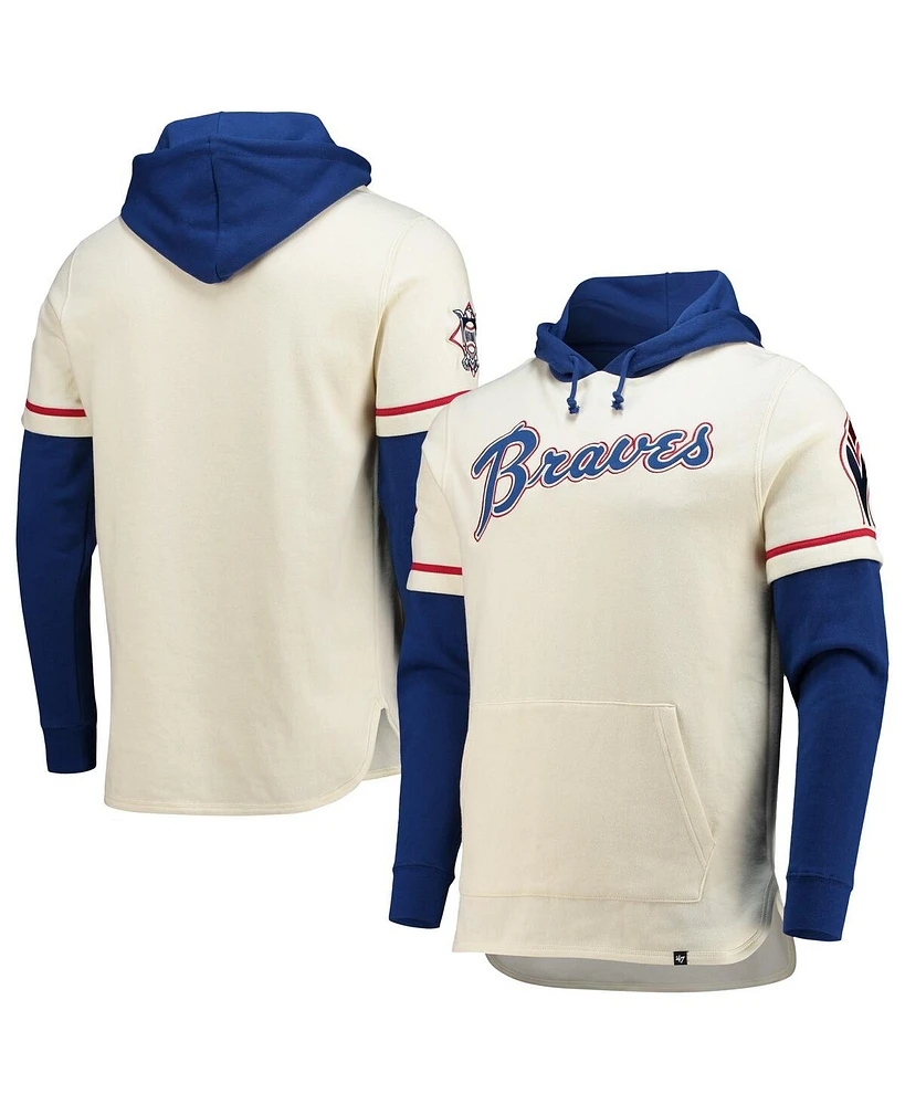 Men's '47 Brand Cream Atlanta Braves Trifecta Shortstop Pullover Hoodie