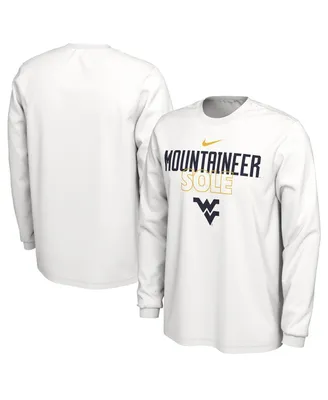 Men's Nike White West Virginia Mountaineers On Court Long Sleeve T-shirt