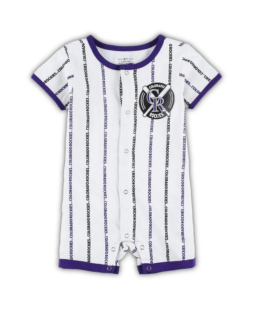 Infant Boys and Girls White Colorado Rockies Ball Hitter Coverall