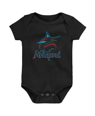 Newborn and Infant Boys Girls Black Miami Marlins Primary Team Logo Bodysuit