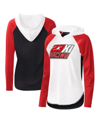Women's G-iii 4Her by Carl Banks White and Red 23XI Racing Triple-a Long Sleeve Hoodie T-shirt