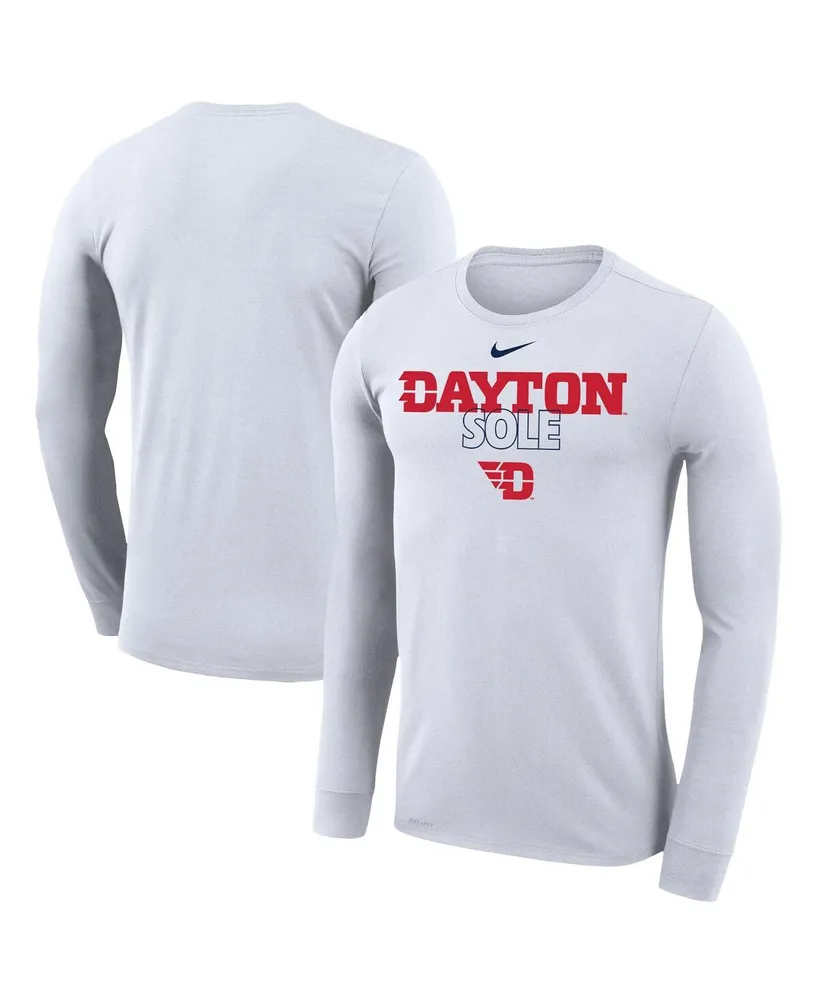 Men's Nike White Dayton Flyers On Court Bench Long Sleeve T-shirt