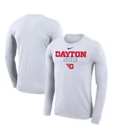 Men's Nike White Dayton Flyers On Court Bench Long Sleeve T-shirt