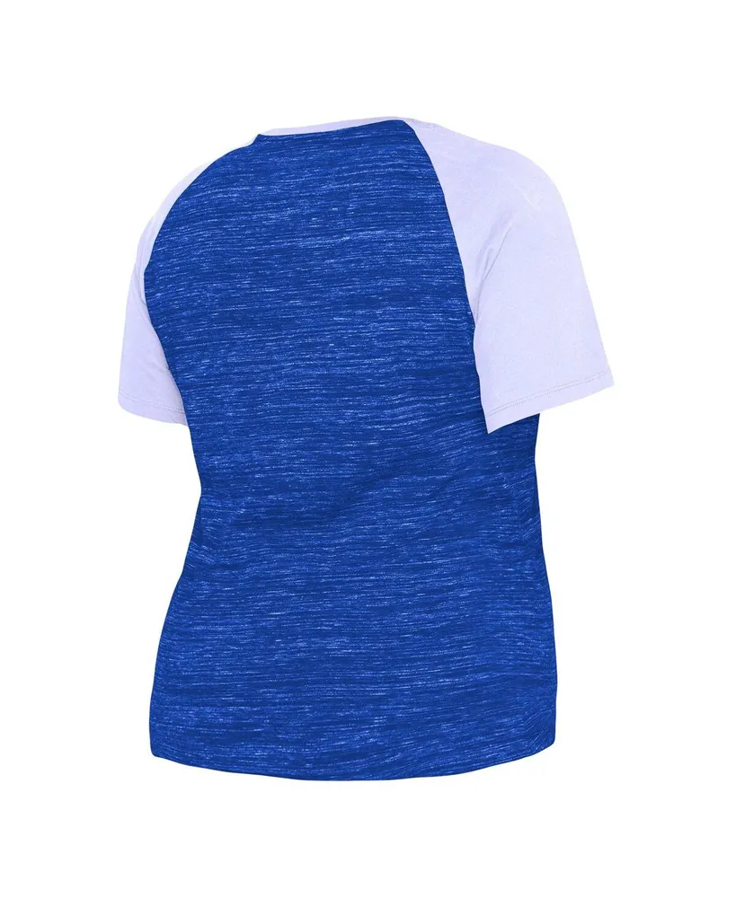 Women's New Era Royal Los Angeles Dodgers Plus Space Dye Raglan V-Neck T-shirt