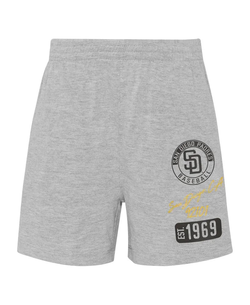 Infant Boys and Girls Gold, Heather Gray San Diego Padres Ground Out Baller Raglan T-shirt Shorts Set
