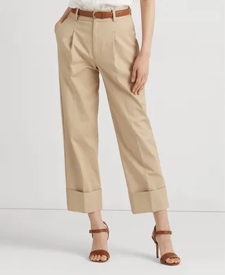 Lauren Ralph Double-Faced Stretch Cotton Ankle Pants