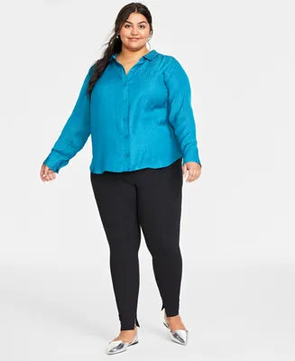 On 34th Plus Size Satin Jacquard Shirt, Created for Macy's