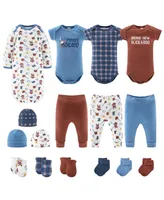 The Peanutshell Newborn Layette Gift Set for Baby Boys or Girls, Blue Red Yellowstone, 16 Essential Pieces,