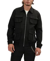 Ron Tomson Men's Modern Pinstriped Cargo Jacket