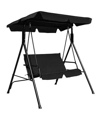 Costway Loveseat Patio Canopy Swing Glider Hammock Cushioned Steel Frame Outdoor