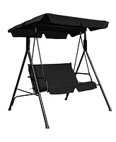 Costway Loveseat Patio Canopy Swing Glider Hammock Cushioned Steel Frame Outdoor
