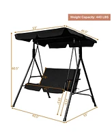 Costway Loveseat Patio Canopy Swing Glider Hammock Cushioned Steel Frame Outdoor