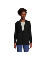 Lands' End Women's Fine Gauge Cotton Button Front Blazer Sweater