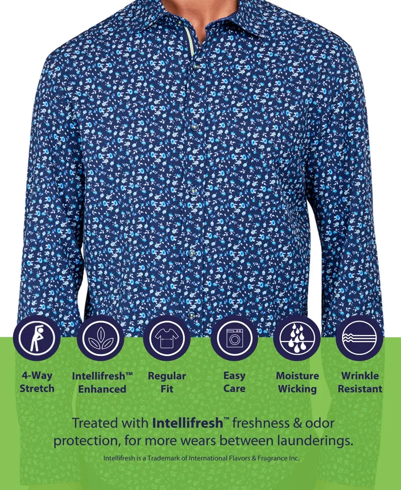 Society of Threads Men's Regular-Fit Non-Iron Performance Stretch Linked Circle-Print Button-Down Shirt
