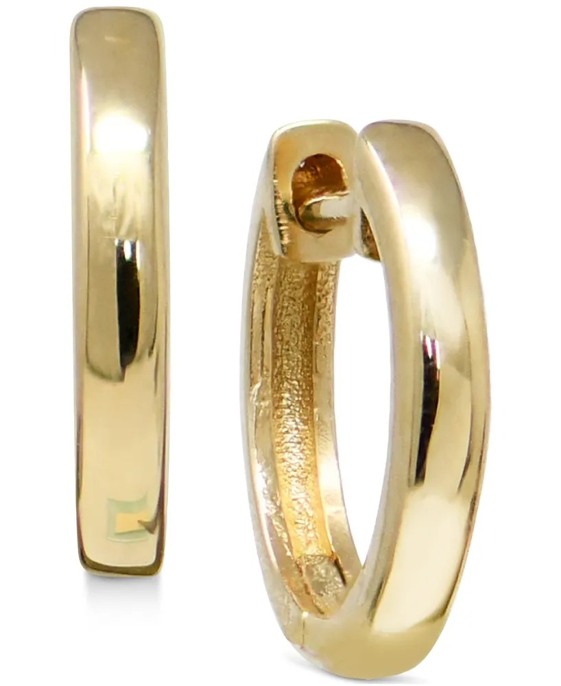 Anzie Polished Gold Huggie Small Hoop Earrings in 14k Gold, 0.5"