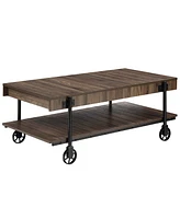 Furniture of America Luther 2 Piece Steel Industrial Coffee End Table Set