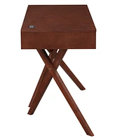 Furniture of America Myles 30" Solid Wood Computer Desk with Universal Serial Bus and Storage