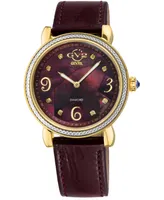 GV2 by Gevril Women's Ravenna Swiss Quartz Maroon Leather Watch 37mm