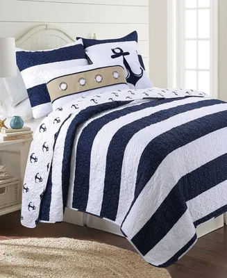 Elise and James Home Hallie Nautical Reversible -Piece Quilt Set