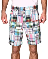 Men's Acid Wash Patch Madras Shorts