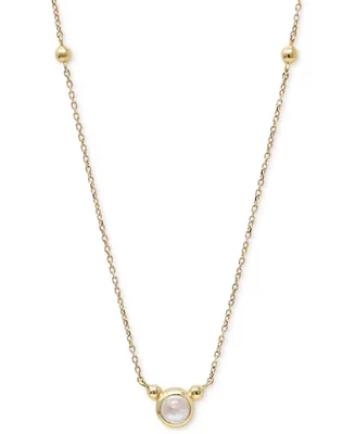 Anzie Sapphire Bezel Solitaire Pendant Necklace 14k Gold, 14" + 2" extender (Also Moonstone)