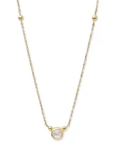 Anzie Sapphire Bezel Solitaire Pendant Necklace 14k Gold, 14" + 2" extender (Also Moonstone)