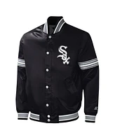 Men's Starter Black Chicago White Sox Midfield Satin Full-Snap Varsity Jacket