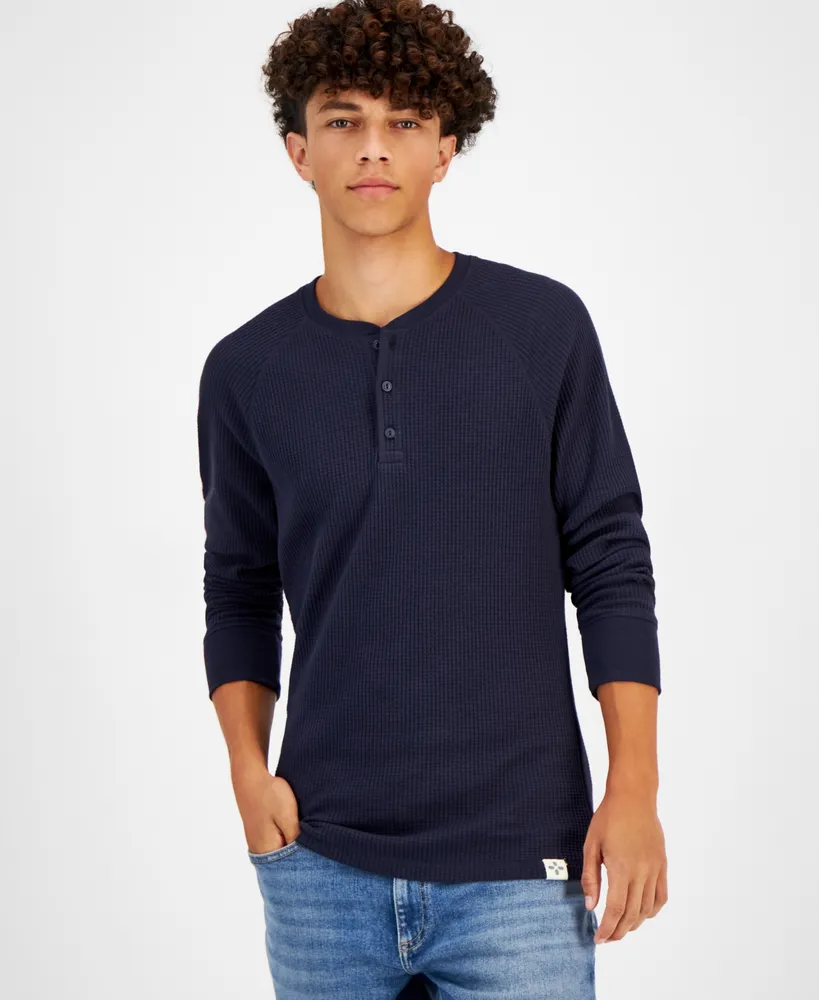 Sun + Stone Men's Thermal Henley Shirt, Created for Macy's