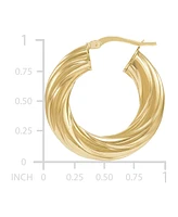 Italian Gold Twist Hoop Earrings in 14k Gold, 1 inch