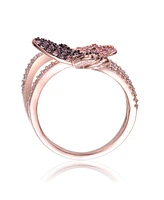 Rachel Glauber Ra 18K Rose Gold and Black Plated Multi Colored Cubic Zirconia Modern Butterfly Ring