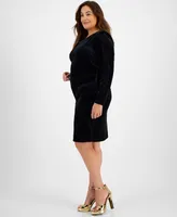 I.n.c. International Concepts Family Matching Plus Velvet Long-Sleeve Dress, Created for Macy's