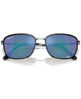 Ray-Ban Men's Polarized Sunglasses, RB3705 Chromance - Black on Silver