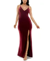 Jump Juniors' Side-Slit Low-Back Jersey Gown