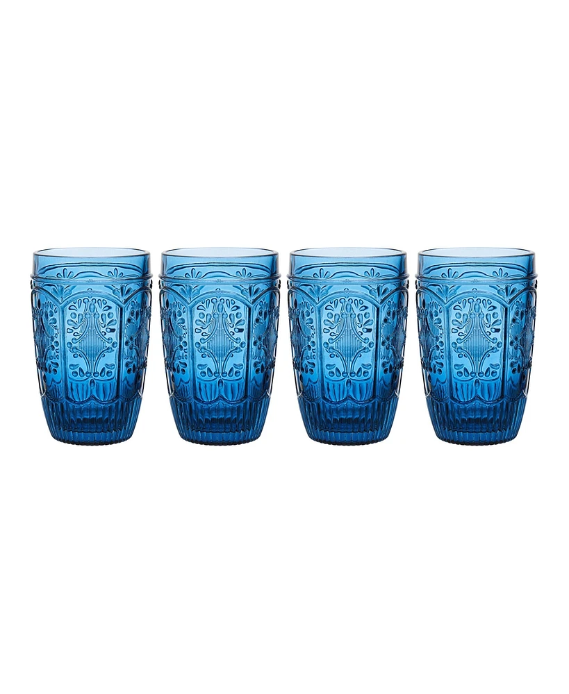 Fitz and Floyd Trestle 12-oz Highball Glasses 4-Piece Set