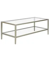 Hudson & Canal Hera 45" Wide Metal Rectangular Coffee Table with Glass Shelf