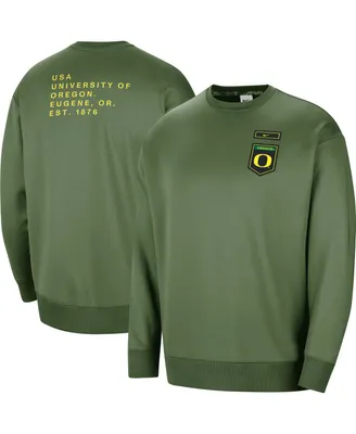 Women's Nike Olive Oregon Ducks Military-Inspired Collection All-Time Performance Crew Pullover Sweatshirt