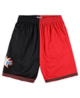 Men's Mitchell & Ness Black, Red Philadelphia 76ers Big and Tall Hardwood Classics Split Swingman Shorts