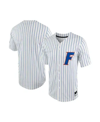 Men's Nike White, Royal Florida Gators Pinstripe Replica Full-Button Baseball Jersey