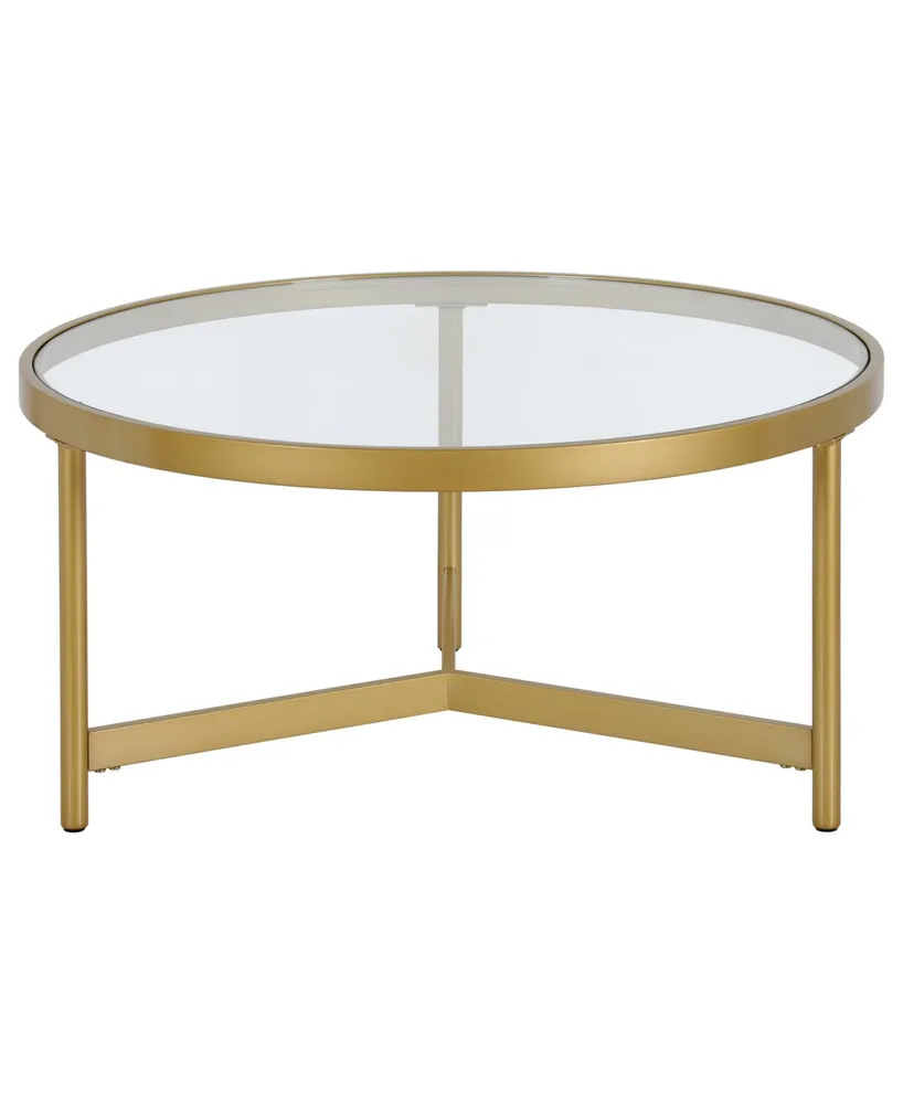 Hudson & Canal Yara 32" Wide Metal Round Coffee Table with Glass Top