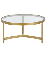 Hudson & Canal Yara 32" Wide Metal Round Coffee Table with Glass Top