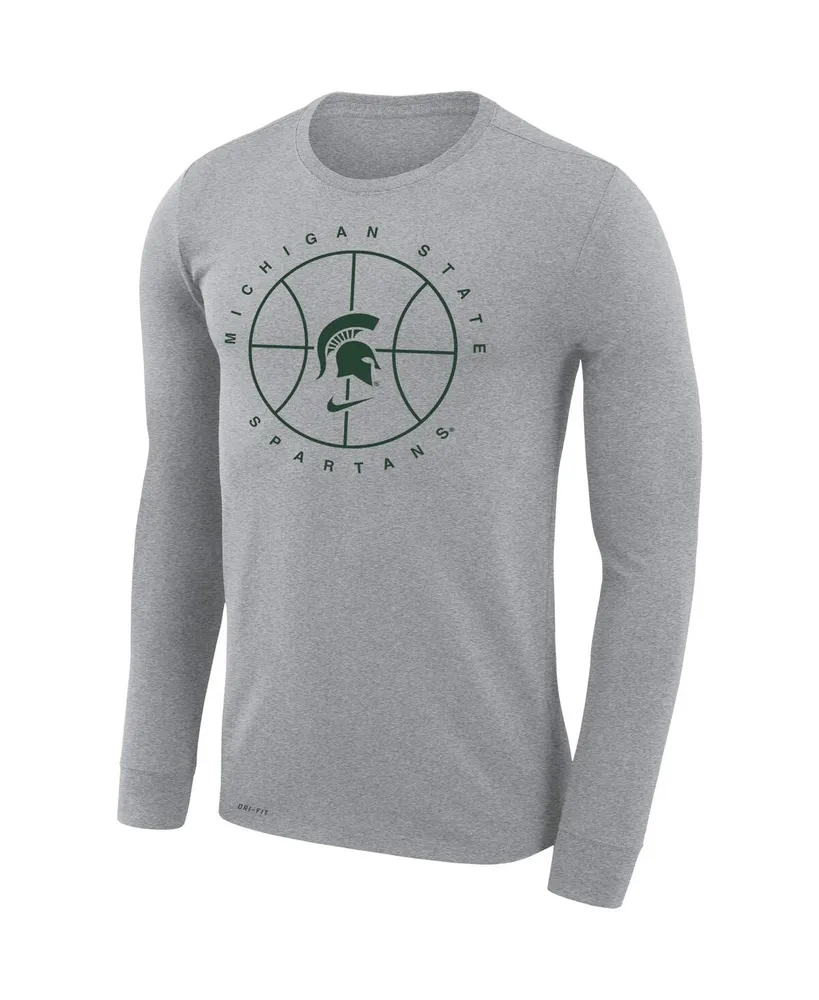 Men's Nike Heathered Gray Michigan State Spartans Basketball Icon Legend Performance Long Sleeve T-shirt