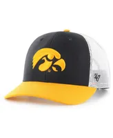 Men's '47 Brand Black Iowa Hawkeyes Side Note Trucker Snapback Hat