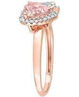 Morganite (1-1/10 ct. t.w.), Aquamarine (5/8 & Diamond (1/5 t.w.) Two-Stone Ring 14k Rose Gold