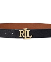 Lauren Ralph Women's Logo Reversible Pebbled Leather Belt