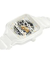 Rado Unisex Swiss Automatic True Square Skeleton White High-Tech Ceramic Bracelet Watch 38mm