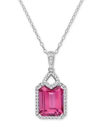 Pink Topaz (5-1/2 ct. t.w.) & Diamond (1/4 ct. t.w.) 18" Pendant Necklace in Sterling Silver
